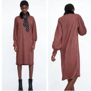 Zara black and dark dusty pink stripped dress! size L, $25 OBO